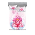 thumbnail image 1 of Ambesonne Flower Fitted Sheet & Pillow Sham Set, Mandala Yoga Lotus, Queen, Pink, 1 of 3