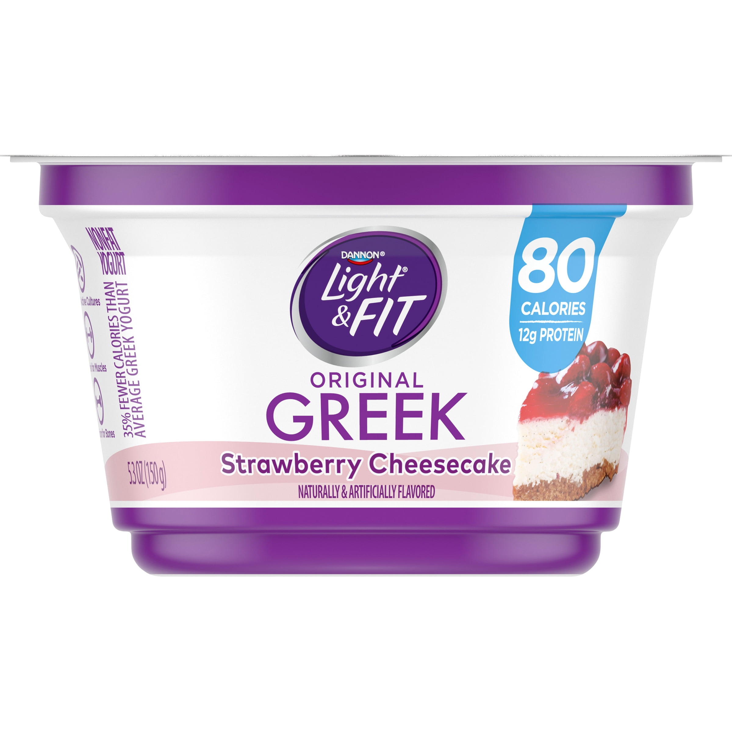 Light + Fit Nonfat Gluten-Free Strawberry Cheesecake Greek Yogurt, 5.3 Oz