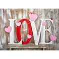 thumbnail image 2 of ABPHOTO Polyester 7x5ft Love Photography Backdrops Winkle Free Letter Love Wood Wall and Chair Pink Heart Photo Background, 2 of 3