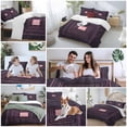 thumbnail image 5 of 3 Piece Purple Geometric Duvet Cover Set Twin Size, Microfiber Comforter/Quilt Cover with Corner Ties and 2 Pillowcases, Framed Abstract Art Modern All Season Soft Bedding with Zipper Closure, 5 of 8