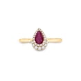 thumbnail image 2 of 14kt Yellow Gold Womens Pear Ruby Diamond Halo Solitaire Ring 3/4 Cttw, 2 of 4