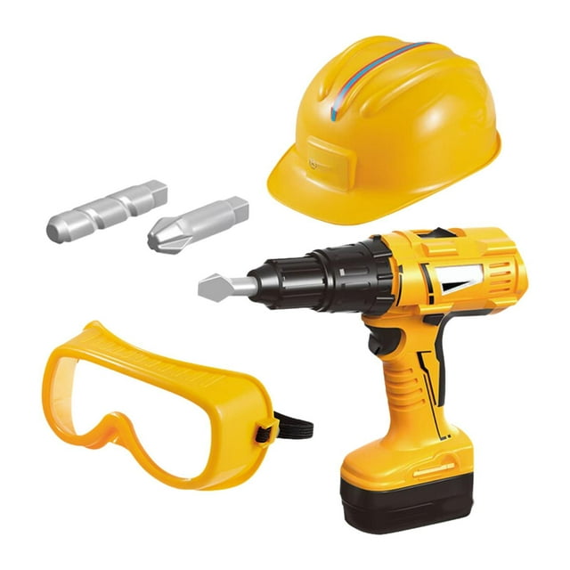 Juego de herramientas para niños, juguete de simulación, juguete electrónico educativo, taladro con sonido Taladro amarillo