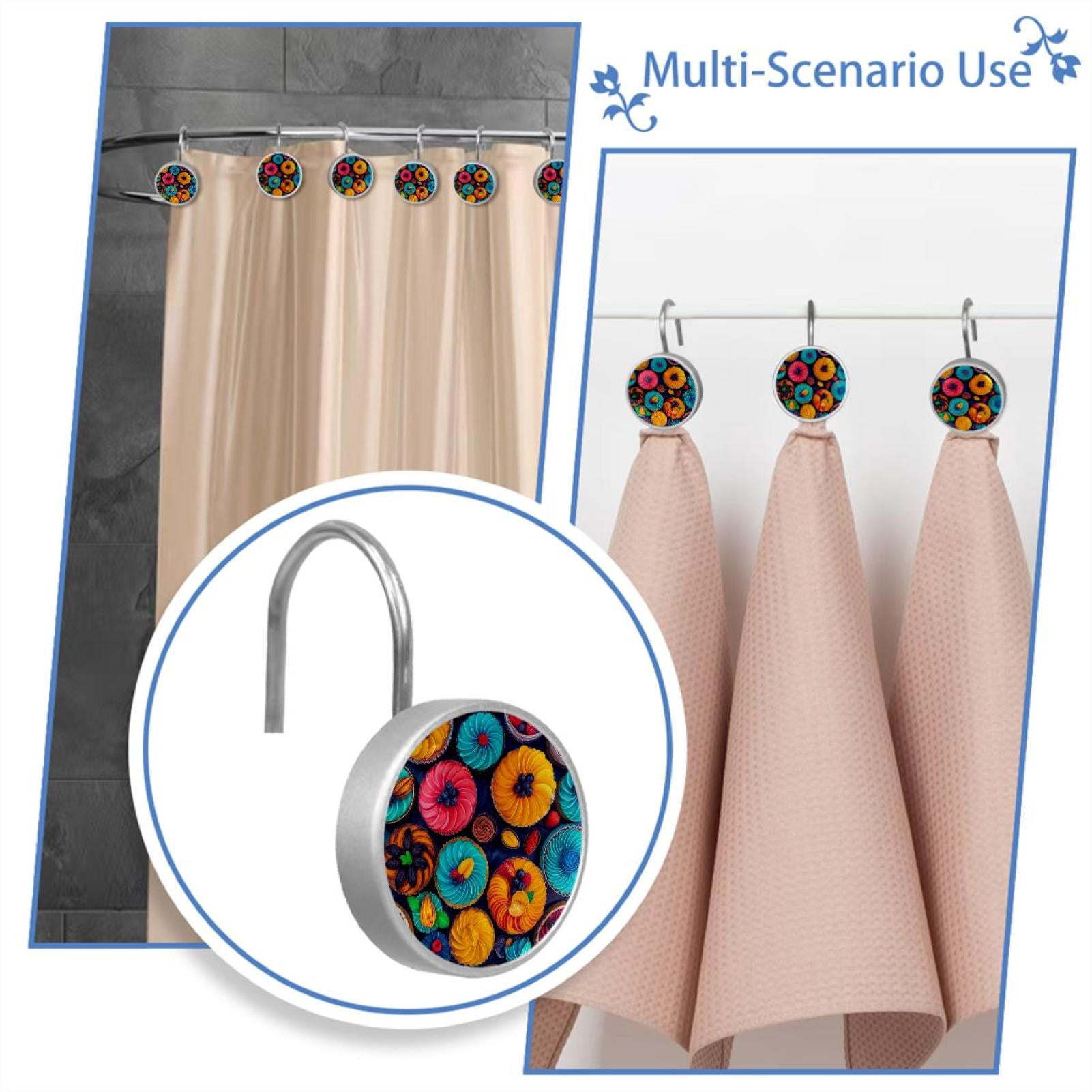 HemaKayy 12 Pcs Shower Curtain Hooks Bathroom Decorative Accessories Cup Cake