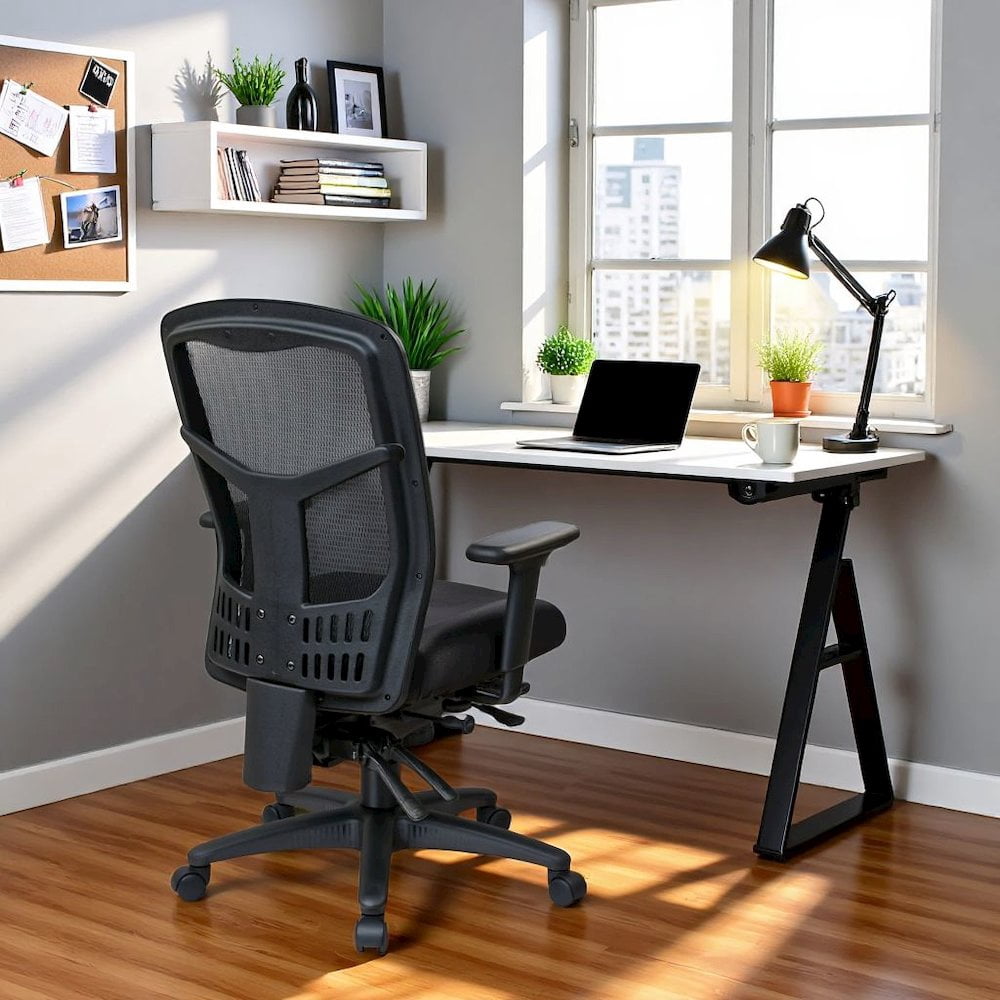 FurniFact Ergonomic Mesh Office Desk Chair – Black High-Back Chair for Comfort