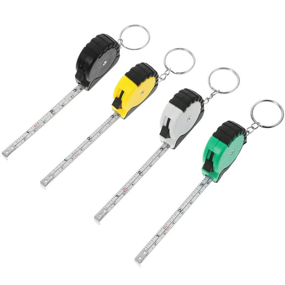BEADCEST Mini Tape Measure Keychain Yellow Carbon Steel for On The Go Measurements 4Pcs