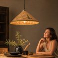 thumbnail image 4 of Woven Bamboo Lampshade Decorative Light Cover for Indoor Table and Floor Lamp, Softens Light for Living Room Bedroom Dining Room Interior, 4 of 6