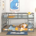 thumbnail image 2 of Bellemave Low Full Over Full Bunk Beds, Juniors Floor Bunk Bed with Ladder and Guardrails, Wood Full Bunk Bed for Teens,  Gray, 2 of 8