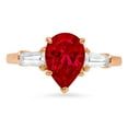 thumbnail image 4 of 2.5 ct Pear Cut Natural Garnet 3 Stone 18K Rose Gold Womens Engagement Ring, 4 of 5