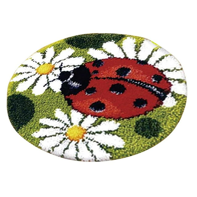 Cojín de Papá Noel de Fabricación de Alfombras para Principiantes Perfecl Mariquita Funda de cojín con gancho de pestillo