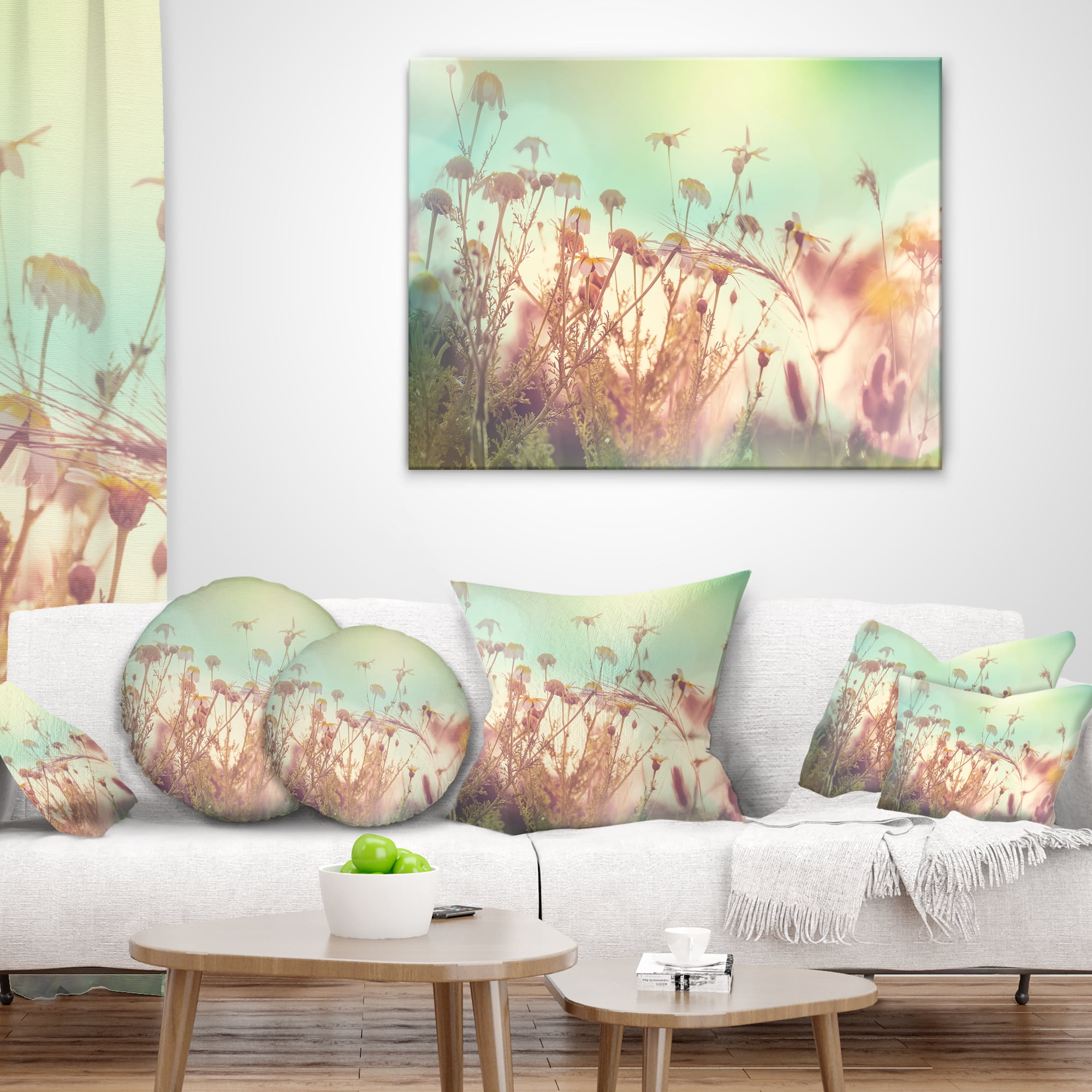 Designart 12" x 20" Green Polyester Throw Pillow