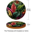 thumbnail image 3 of Plant Round Microfiber Leather Coasters, Set of 6, 11x11 cm/4.3x4.3 in, Drink Coasters for Home and Office, Cup Mats, 3 of 6