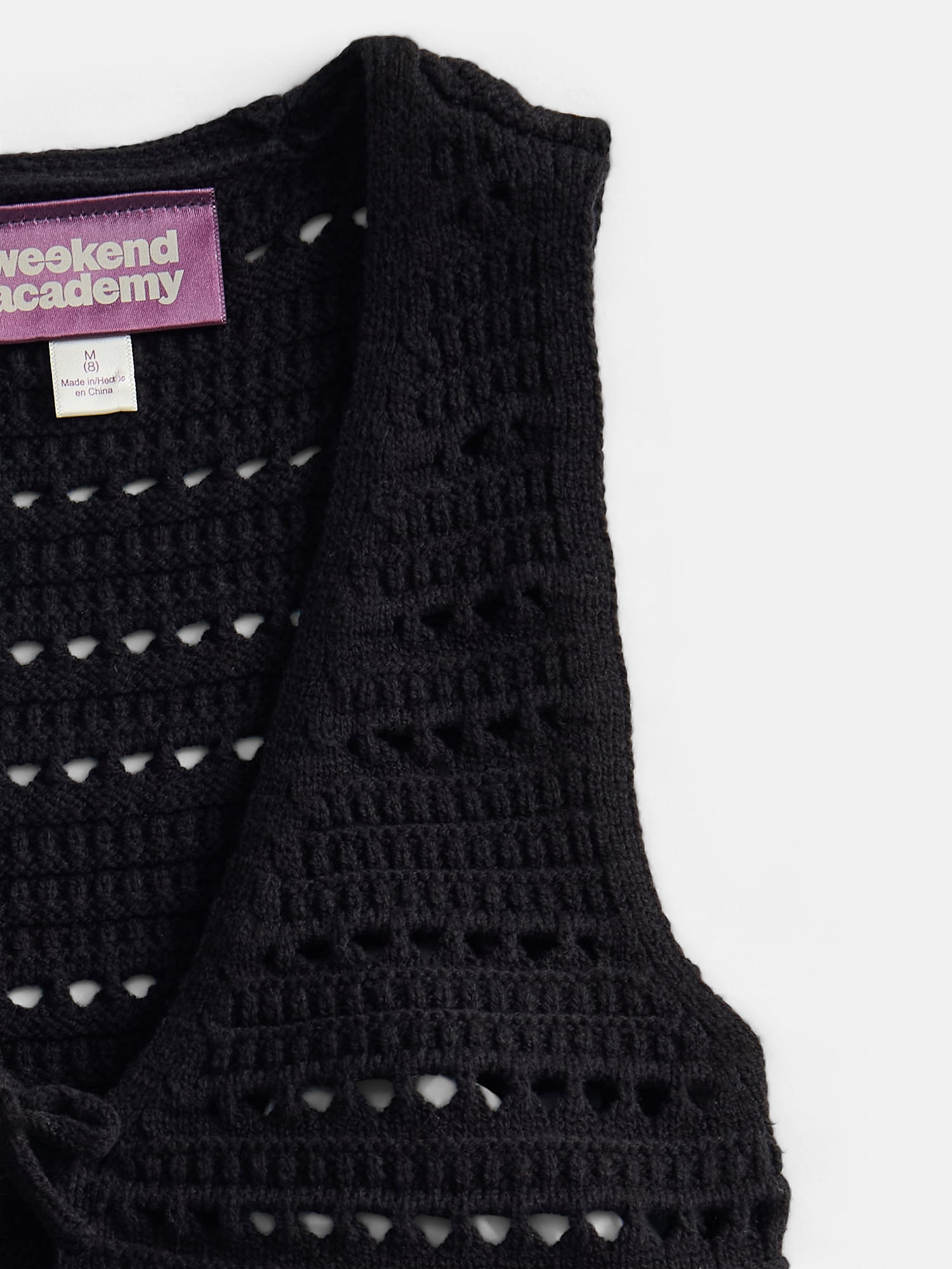 Weekend Academy Girls Crochet Tie Front Vest, Sizes 4-18