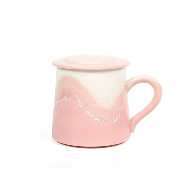 Taza rosa ámbar, juego de 1 taza de café de cerámica esmaltada con tapa, capacidad de 325 ml for recuerdo de niña