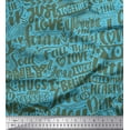 thumbnail image 1 of Soimoi Blue Poly Georgette Fabric Just Love Forever Text Printed Craft Fabric by the Yard 52 Inch Wide, 1 of 3