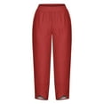 thumbnail image 4 of Mitankcoo Loose Capri Pants for Women - Plus Size Elastic High Waist Pants Casual Wide Leg Lounge Pants Red Pants Size S, 4 of 4