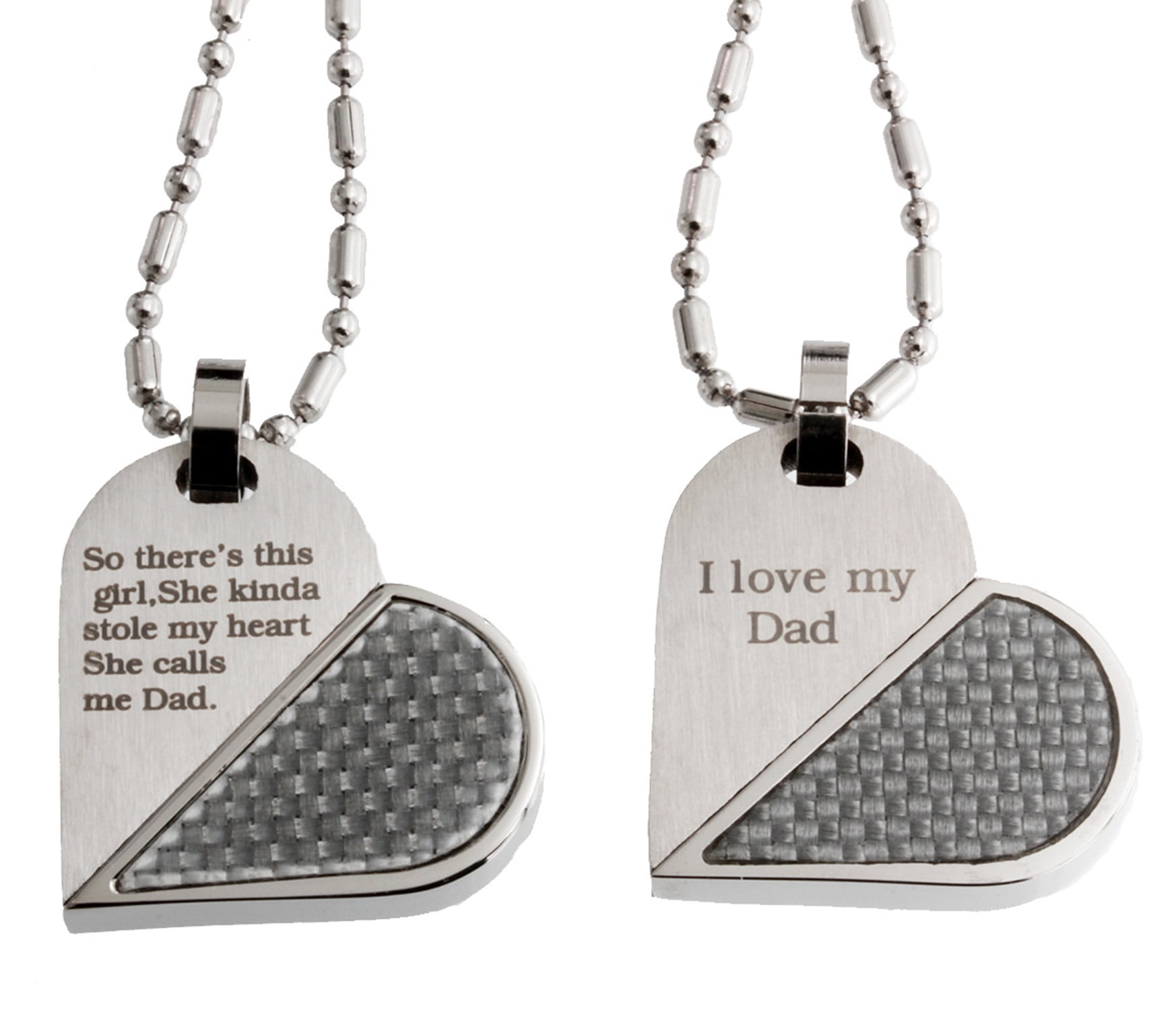 ZEN DEAL to My Daughter Heart Necklace Love Dad from Father Pendant Dad Loves You Silver Shape: Heart 