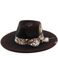thumbnail image 3 of Big Wide Brim Boho Western Hat for Women and Men - Felt Rancher Fedora Panama Hat with 4 inches Flat Brim Cowboy Hat, 3 of 8