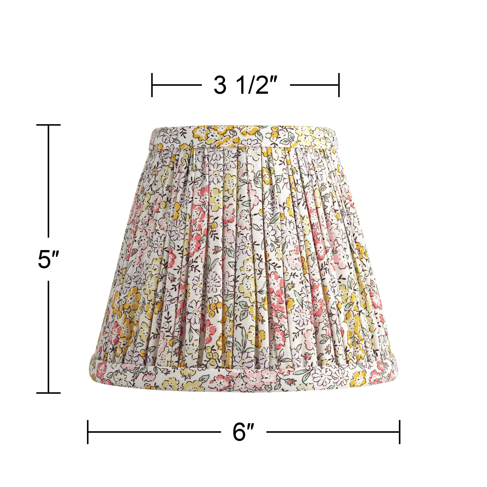 Springcrest Nelle 3 1/2" Top x 6" Bottom x 5" High x 5" Slant Print Lamp Shade Replacement Set of 8 Yellow Peach Pleated Clip On Candelabra