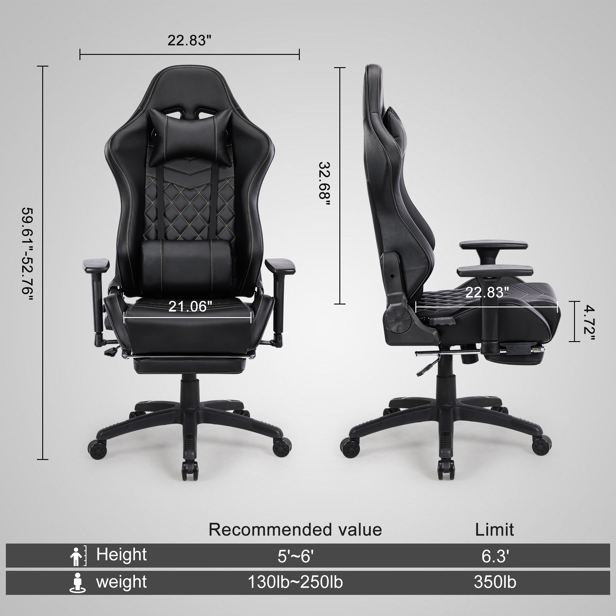 Blue Whale Heavy Duty Gaming Chair for Adults and 350LBS Reinforced ...