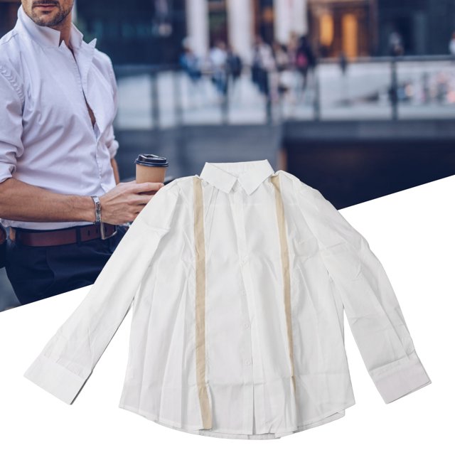Camisas de manga larga de lino para hombres camisas de trabajo con cuello vuelto amigables con la piel con botones transpirables de moda para la vida diaria ANGGREK Otros