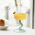 thumbnail image 3 of Vasos de yogur de vidrio de colores Macarena resistentes al calor con patas base verde amarillo, 3 of 7