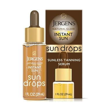 Jergens Natural Glow Instant Sun Drops, Self Tanning Serum for Face and Body, Instant Sun Bronzing Drops, 1 oz