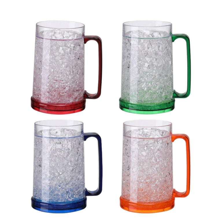 Patiomos Freezer Ice Beer Mugs, Drinking glasses, Double Wall gel
