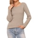 thumbnail image 1 of Suéter de punto acanalado INSPIRE CHIC para mujeres, otoño 2025, de manga larga, cuello redondo, ajustado, camiseta pullover XS color camello, 1 of 6