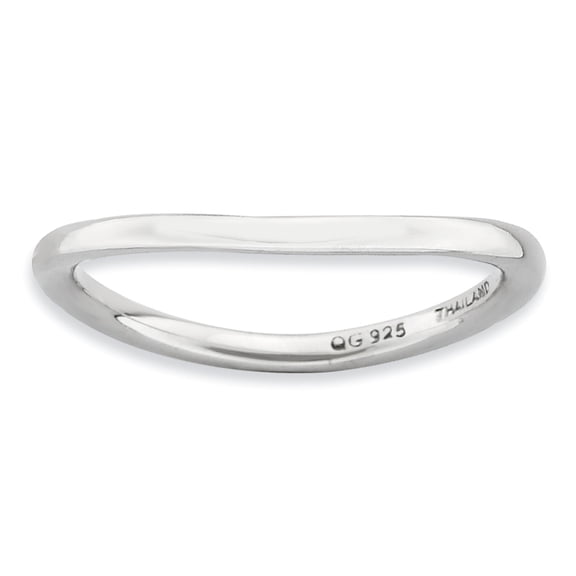 Sterling Silver Polished Rhodium-Plate Wave Ring