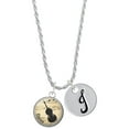 thumbnail image 1 of Delight Jewelry Silvertone Domed Music - Bass Silvertone Script Initial Disc - J - Charm Necklace, 20"+3", 1 of 4