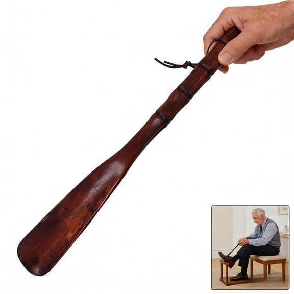 Shoe Horn Long Handle for Seniors,12.5" Wood Shoe Horns for Men and Women