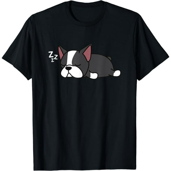 Cute Boston Terrier Tired Sleeping Animal Bostie Puppy Dog T-Shirt