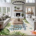 thumbnail image 4 of Enjoy Summer Beach Slippers Washable Living Room Rugs 5'x8', Ocean Flower Palm Leaf Starfish Linen Low Pile Throw Large Area Rug Non-Slip Sturdy Edge Binding Carpet for Living Room Kitchen Office, 4 of 9