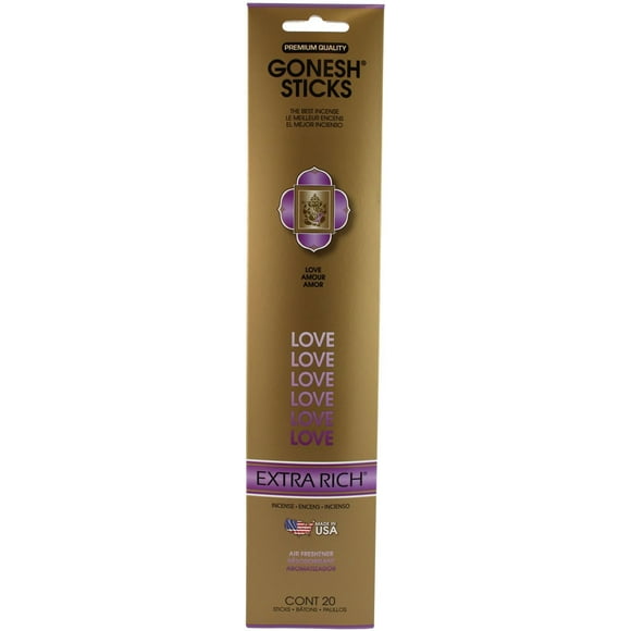 Bâtonnets d’encens Gonesh au parfum d'amour Paq. de 20