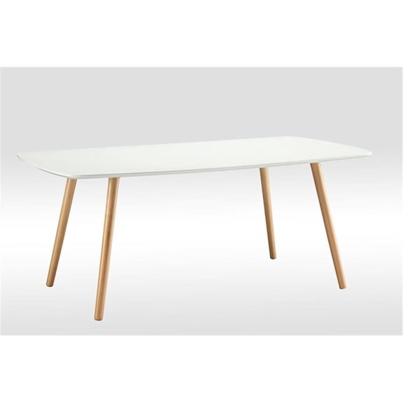 Pemberly Row Modern Rectangular Coffee Table in White Wood Finish