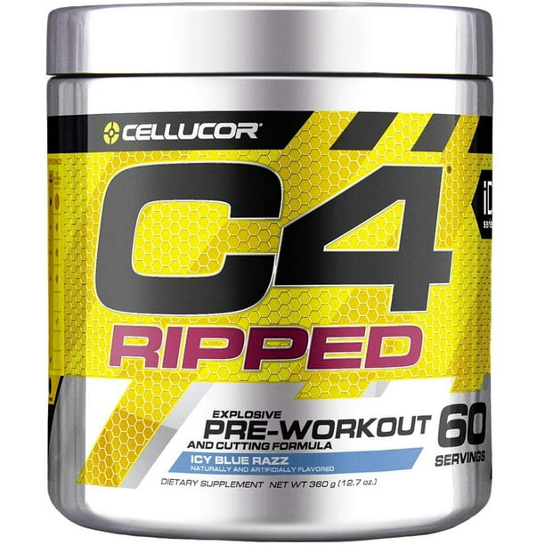 Cellucor C4 Ripped PreWorkout + Fat Burner Powder, Icy
