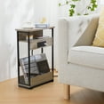 thumbnail image 6 of Narrow Side Table with Charging Station, 3 Tier Slim End Table with Storage Shelf for Small Spaces, 21.6 Inch Height Thin Tables Small Nightstand Magazine Rack for Living Room,Oak, 6 of 9