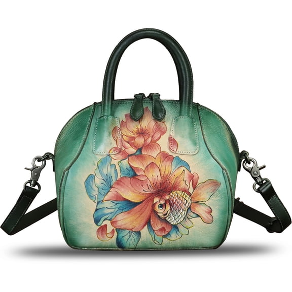 Hand painted Genuine Leather Purse and Handbag for Women Crossbody Shoulder Bag