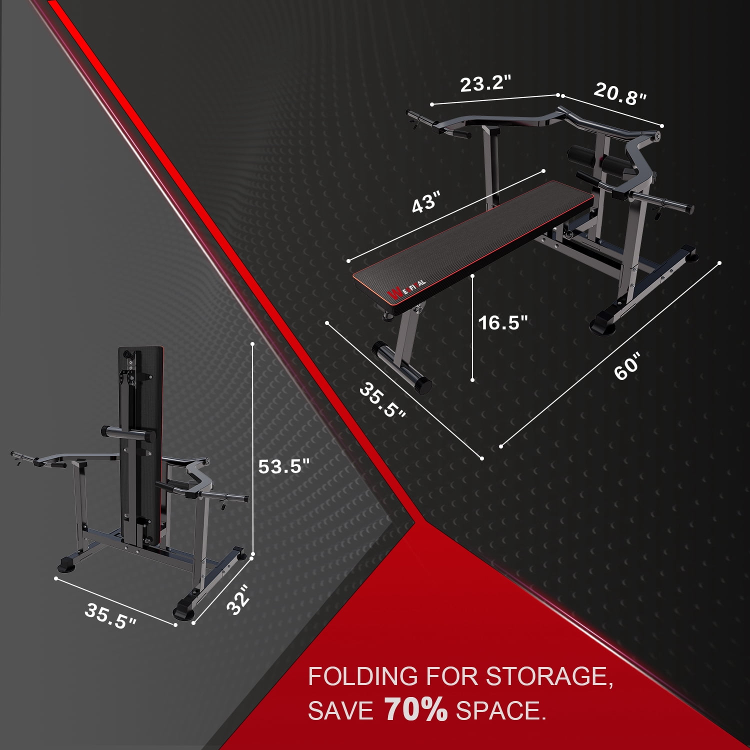 Wesfital Chest Press Machine  Bench Press Set Arm and AB Workouts Dumbbell Rack Gym Bar Steel 660lbs