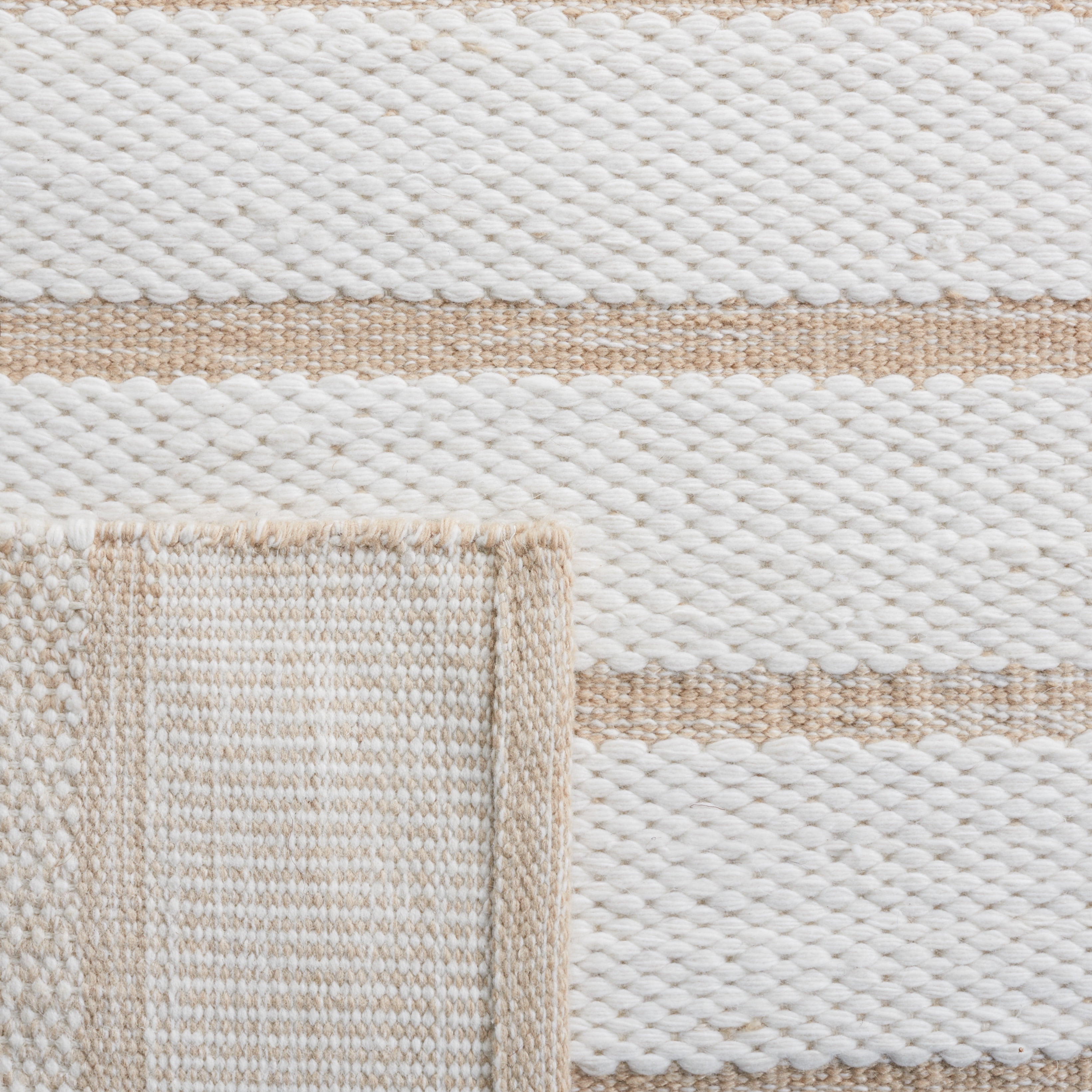 SAFAVIEH Kilim Adam Striped Polyester Area Rug, Ivory/Tan, 6' x 6' Square