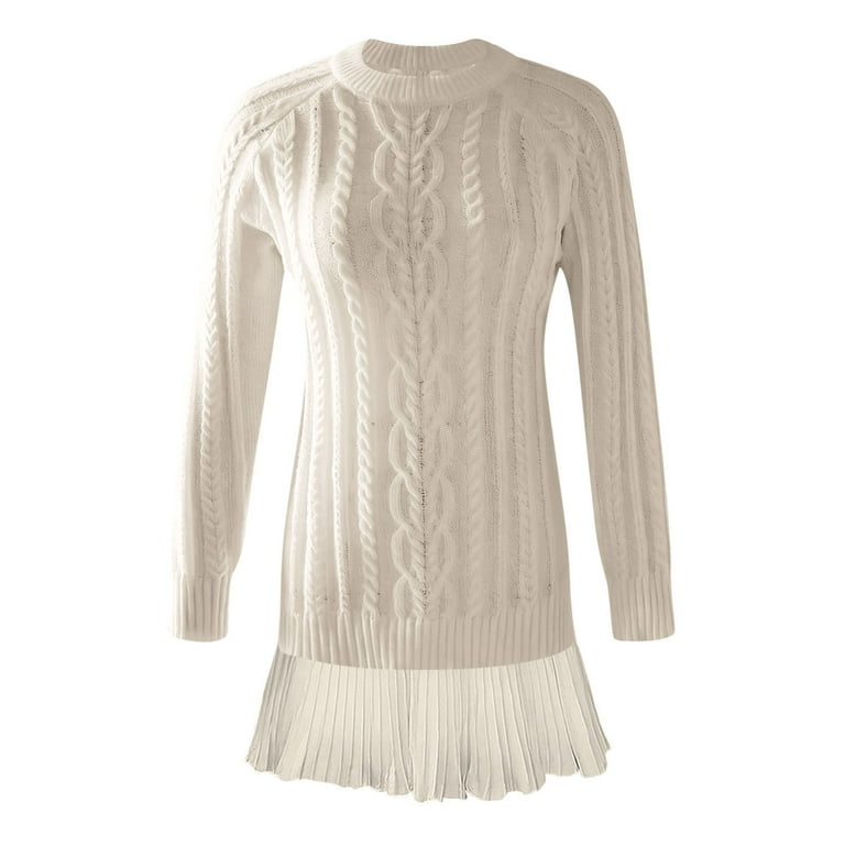 cream cable knit sweater dress Rowan Cream Cable Knit Maxi Dress - L Size - Women's Dresses