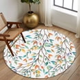 thumbnail image 2 of Round Rugs 7Ft, Teal Orange Eucalyptus Round Area Rug Washable Indoor Throw Carpet, Weeping Botanical Leaves Large Non Slip Circle Rug for Dining Room Playroom Home Decor Aesthetic, 2 of 8