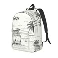 thumbnail image 1 of Disketp Summer Vacation Scene With Camping Van Mochila de Lona Estampada, Mochila Escolar de Viaje Ligera para Estudiantes y Portátil-Medium, 1 of 5