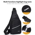 thumbnail image 4 of Bolso bandolera para hombre y mujer con correa ajustable para el hombro, orificio para auriculares, tela Oxford resistente al agua, mochila compacta para viajes al aire libre y senderismo, 4 of 8