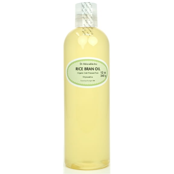 Dr. Adorable - 100% Pure Rice Bran Oil - Organic Cold Pressed Moisturizing Oil For Face Skin Hair - 12 oz