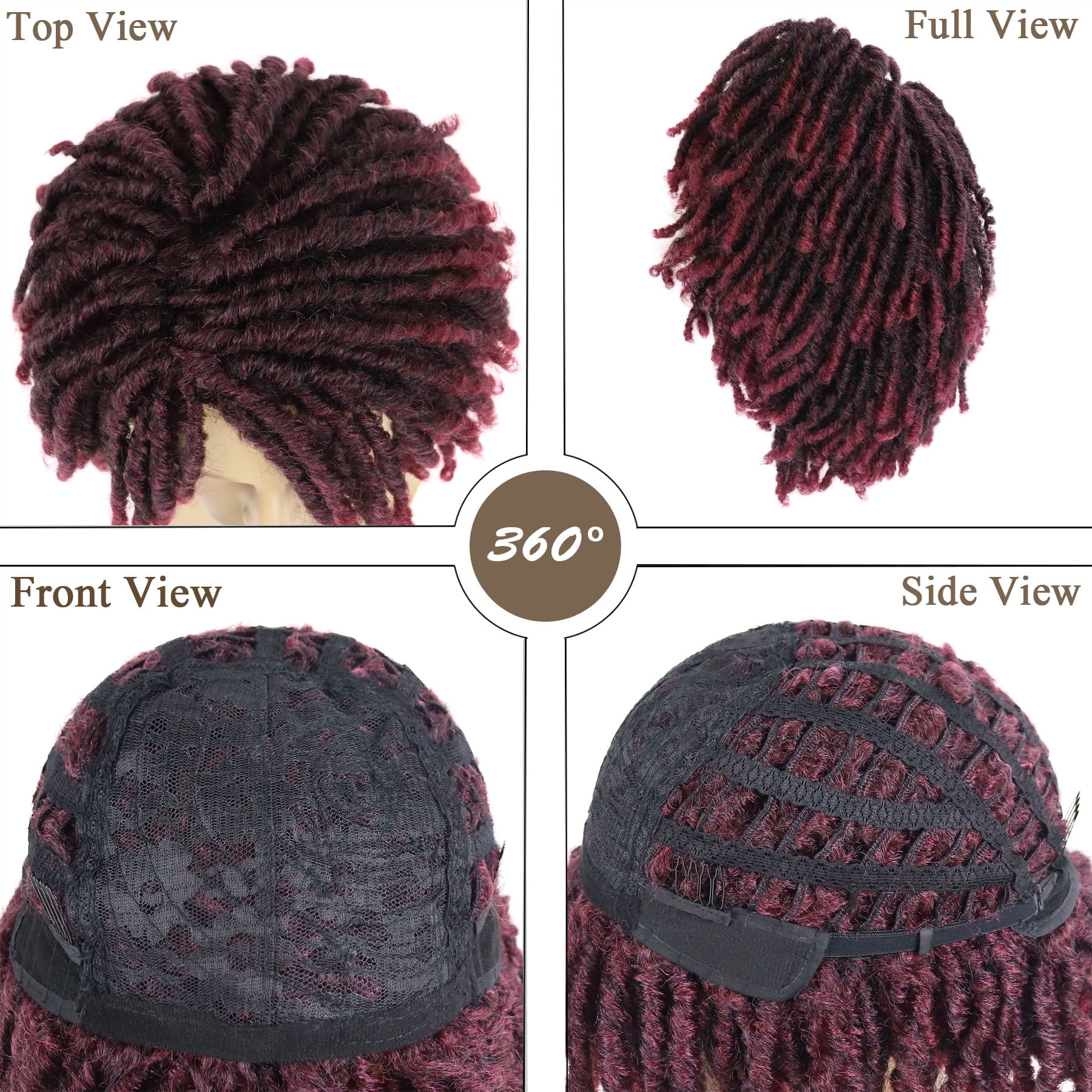 Short  Faux Locs Braided Wig for Man Black ColorTwist Hair Dreadlocks Wig Natural Synthetic Hair Wig with Bangs