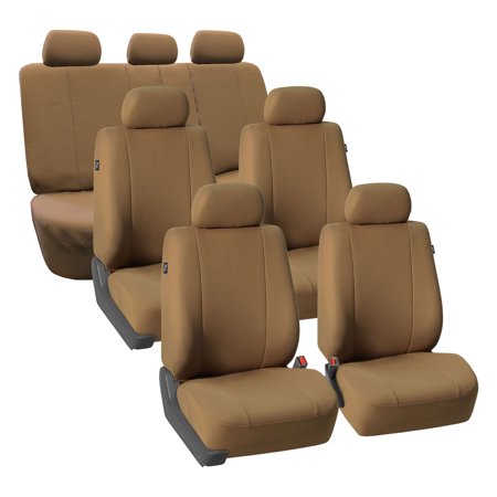 FH Group 3 Row Supreme Cloth Bucket Seat Covers, 7 Headrests Full Set for SUV Van, (Best 3rd Row Suv With Bucket Seats)