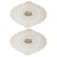 thumbnail image 1 of 2x Cojín de mesa beige claro de tela de encaje bordado ovalado europeo, 1 of 5