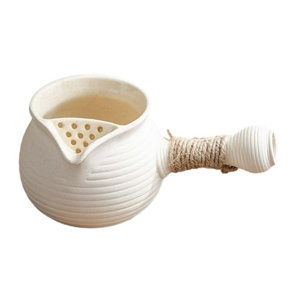 TISHITA Ceramic Teapot Tea Maker Porcelain Tea Pot with Rope Wrapped Handle for Tea Lovers Gift Home Outdoor Picnic Boiling Hot Water E 650ML