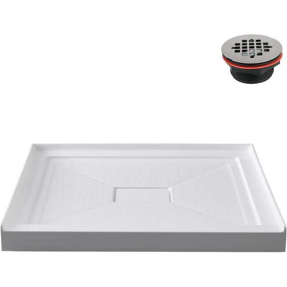 Streamline GB-631-528 36 in. x 36 in. Alcove Acrylic Shower Base in Glossy White With Center Drain, Drain Included